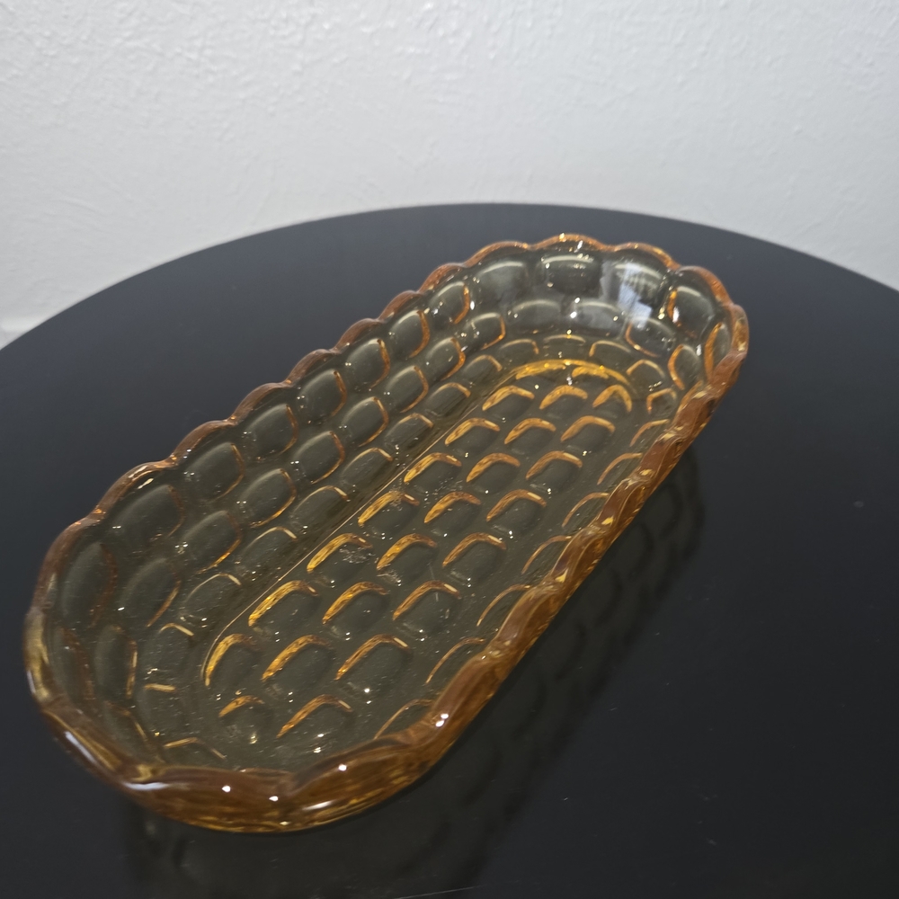 Amber Glass Scalloped Tray